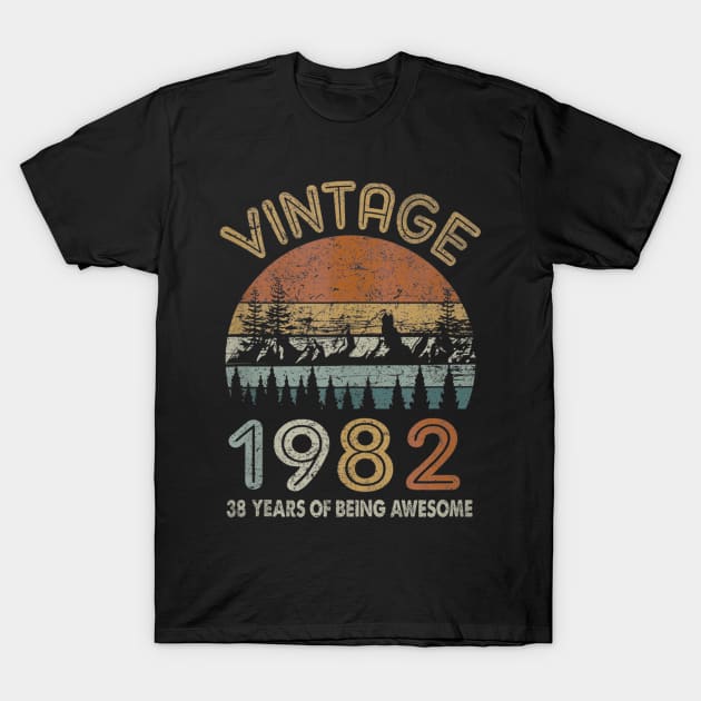 38 Years Old Retro Vintage 1982 38th Birthday Gifts T-Shirt by bummersempre66